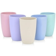 BUSATIA Reusable Plastic Cups Unbreakable Cup 14 oz - Reusable Drinking Glasses Set of 5 - Dishwasher Safe Tumbler - BPA Free and Eco-Friendly 5Pcs