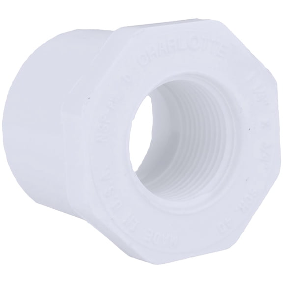 Charlotte Pipe PVC Bushing - 1-1/4 In. x 3/4 In. Red - PVC Plumbing Fitting Home & Garage Storage, Stackable Design