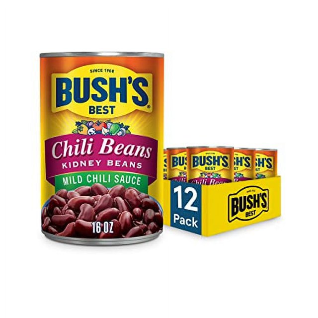 BUSH'S BEST 16 oz Canned Kidney Chili Beans/Mild, Source of Plant Based