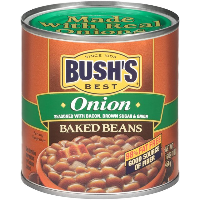 BUSH'S BEST 16 oz Canned Onion Baked Beans, Source of Plant Based
