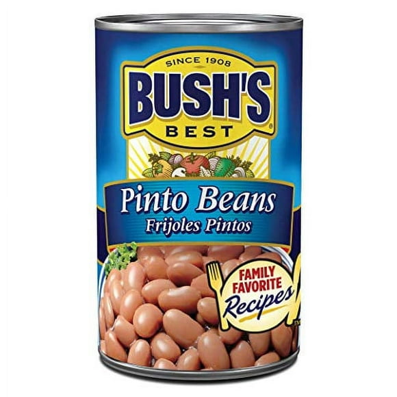 BUSH'S BEST 16 oz MGF3Canned Pinto Beans, Source of Plant Based Protein and Fiber, Low Fat, Gluten Free, Great For Soups, Salads and More, (Pack of 12)