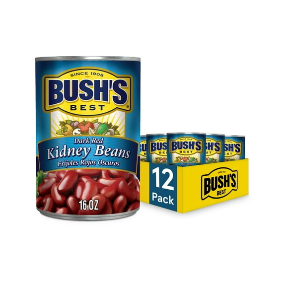 BEST Canned Dark Red Kidney Beans (Pack of 12), Source of Plant Based Protein and Fiber, Low Fat, Gluten Free, 16 oz