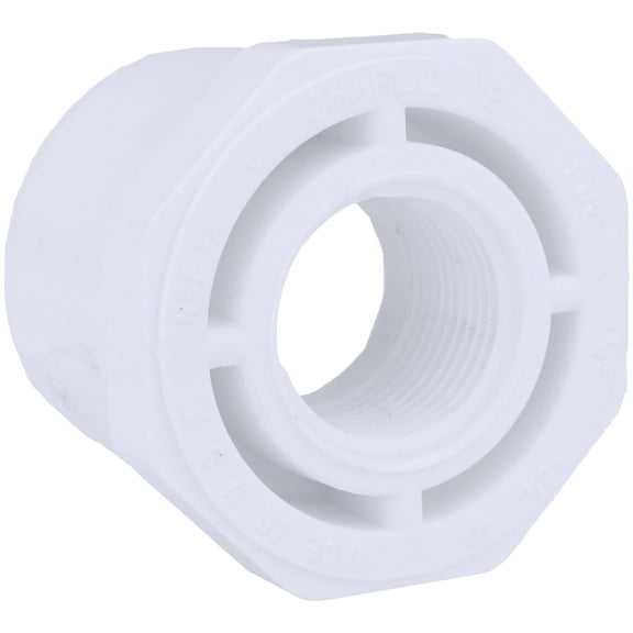 Charlotte Pipe PVC Bushing - 1-1/2" x 3/4", White Residential Use, Standard Application