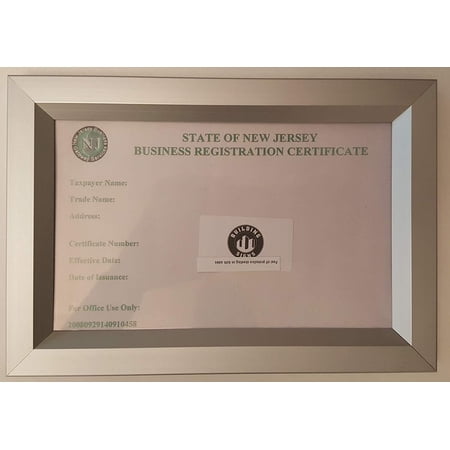 BUSINESS REGISTRATION CERTIFICATE 8.5 X 5.5 NJ ( Heavy Duty - Aluminum)