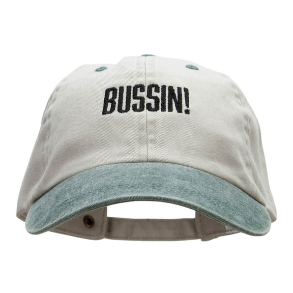 BUSSIN Embroidered Pigment Dyed Wash Caps - Beige Green OSFM