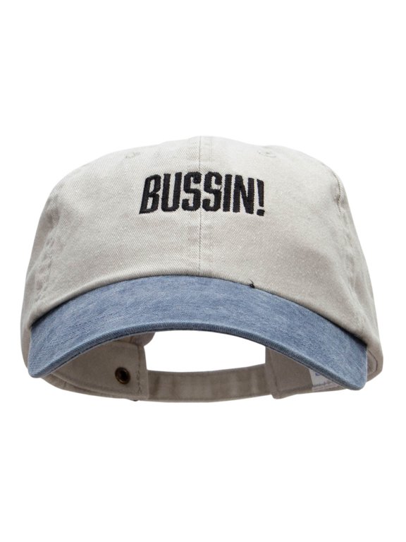 BUSSIN Embroidered Pigment Dyed Wash Caps - Beige Navy OSFM