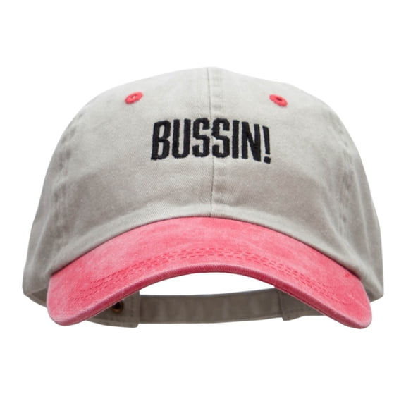 BUSSIN Embroidered Pigment Dyed Wash Caps - Beige Red OSFM