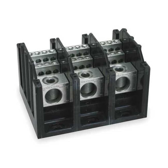 Power Distribution Block, Open, 3 Pole, 310 A Copper, 600 V AC/DC