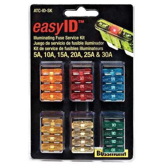 BUSSMANN ATC-ID-SK - Assortment Kit 42 easyID ATC FUSES- Contains 7 Ea. -5- 10- 15- 20- 25- 30A- Carded (Pack of 1)