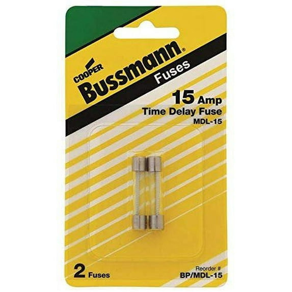 Cooper Bussmann Glass Tube Time Delay Fuse MDL-15 - 15 Amp - 2 Count