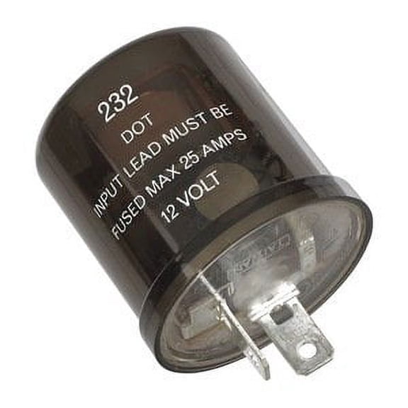 BUSSMANN NO.232 - 20 Amp Round Heavy-Duty Electronic Flasher With Two Terminals; Flashes 1-10 Bulbs- 12Vdc (Pack of 1)