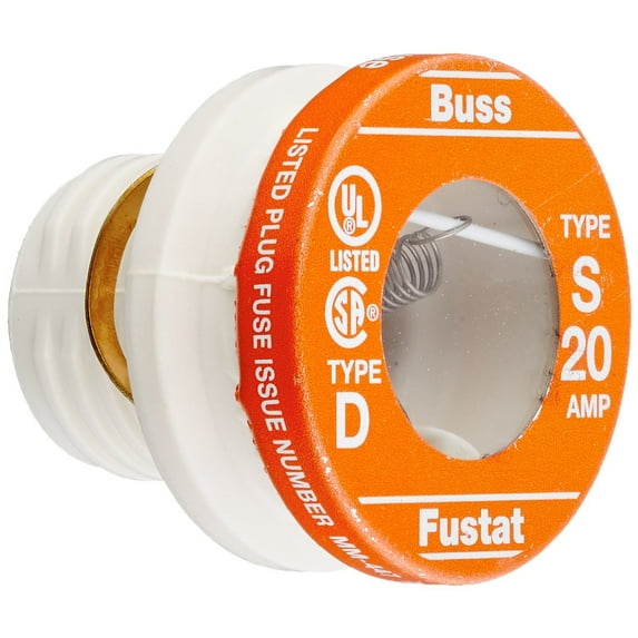 BUSSMANN S-20 - 20 Amp Type S Time-Delay Dual-Element Plug Fuse Rejection Base 125V Ul Listed (Pack of 1)