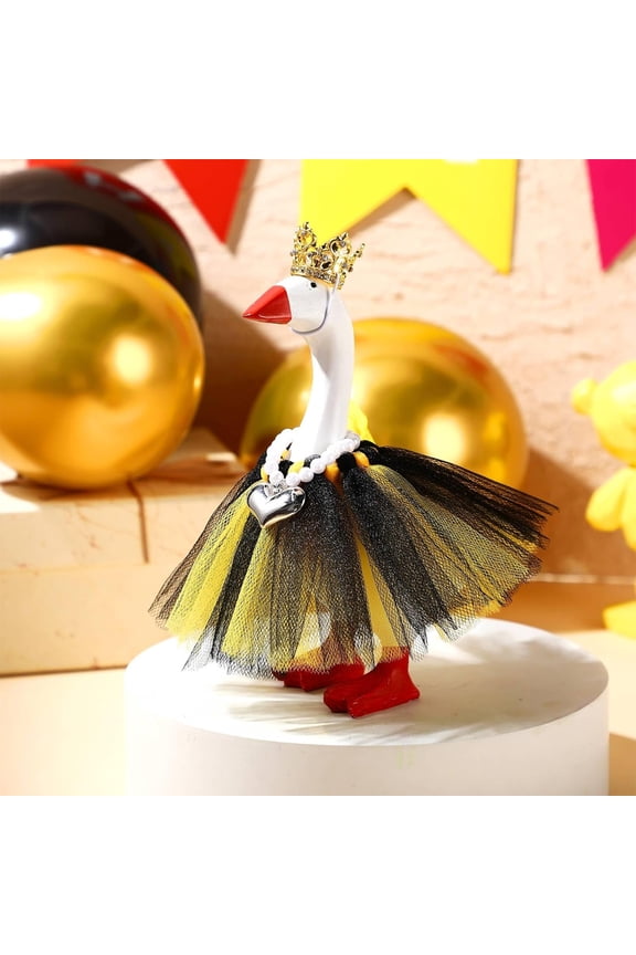 Christmas Goose Outfits 7 Inch Mini Desktop Gooses Costume With Rhinestone Crowns Necklace Tutus Magnetic Gooses Keychain Princess Costume For Ducks Figurine Desktop Keychain