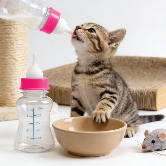 BUTASY Kitten Bottle Kitten BottlePet Nursing Bottle Kit for Puppy Baby Animals Feeding Set with Multiple Nipples Bottle Brush Basic Care Kit for Hand Rearing