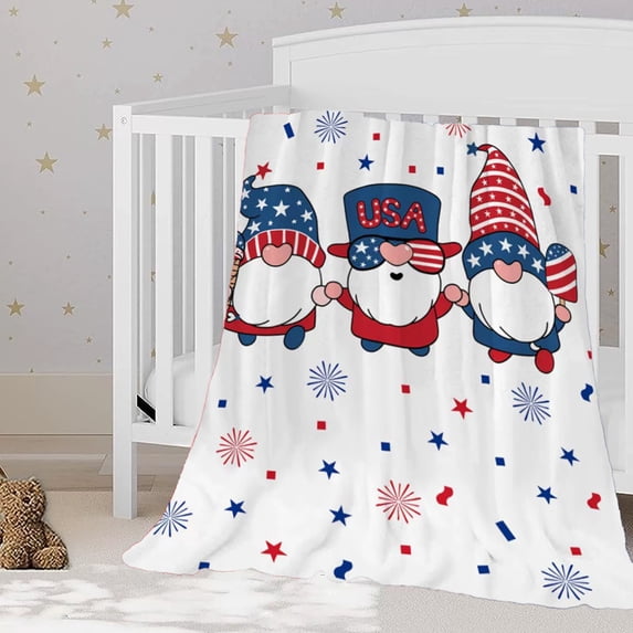 BUTASY Patriotic Patriots Blanket Independence Day Blanket Party Blanket Flannel Bed Blanket USA Flag Day Themed Sofa Throw Blanket