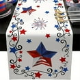 thumbnail image 1 of BUTASY Patriotic Table Runner America Independence Day Patriotism Table Runners 4th Of July Party Holiday Tablecloths Decorations for Kitchen Home Dining 13X72 Inches Red White and Blue Star, 1 of 6