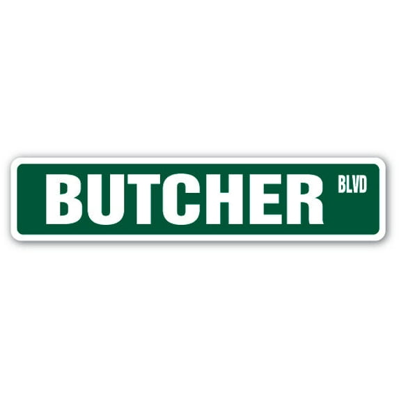 BUTCHER Street Sign meat cutter supermarket seafood market | Indoor/Outdoor | 24" Wide