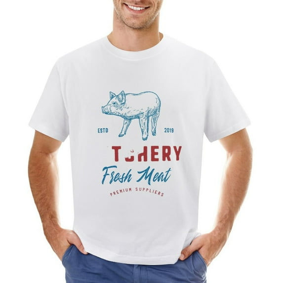 BUTCHERY Men’s Graphic T-shirt Vintage Short Sleeve Sport Tee White 4XL