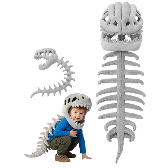 BUTIED 2026 Dino Skeleton Plush, T Rex Costume Spinosaurus Plush Dinosaur Skeleton Outfit, 3D Dress Up, Halloween Christmas Birthday Party Gift