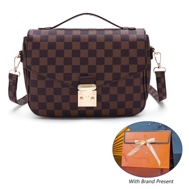 BUTIED Checkered Shoulder Crossbody Bags Brown