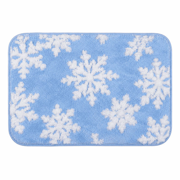 BUTIED Christmas Snowflake Bathroom Rugs Christmas Bath Mat Plush Non Slip Absorbent Bedroom Bath Party Decorations Machine Washable,16"x24"