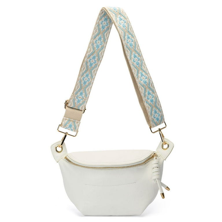 Butied Fanny Pack Women Small Crossbody Sling Bags Versatile Ladies Retrol Chest Bag Double Straps Women s White