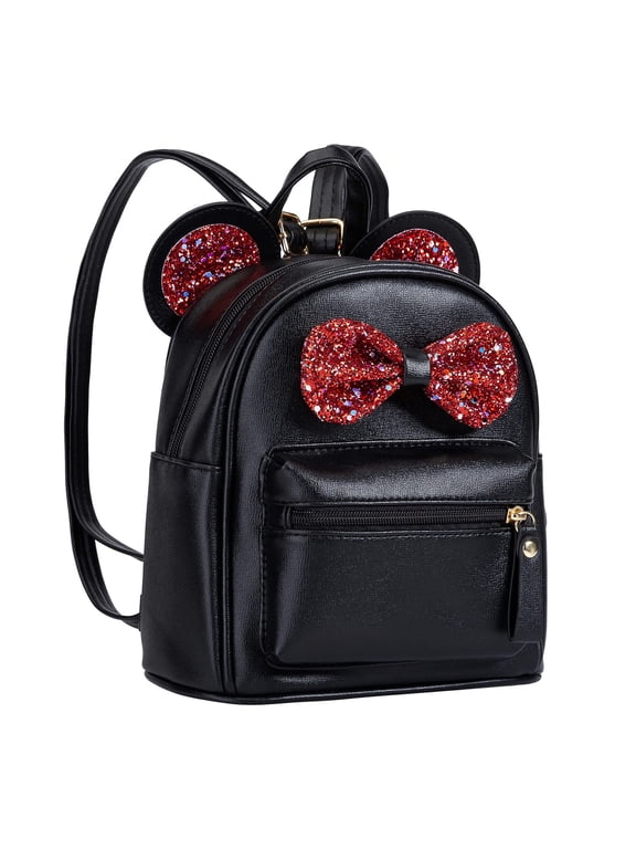 Mini Leather Backpack Sequin Bow Mini-Tasche Cute Mouse Ears Daypack Gifts