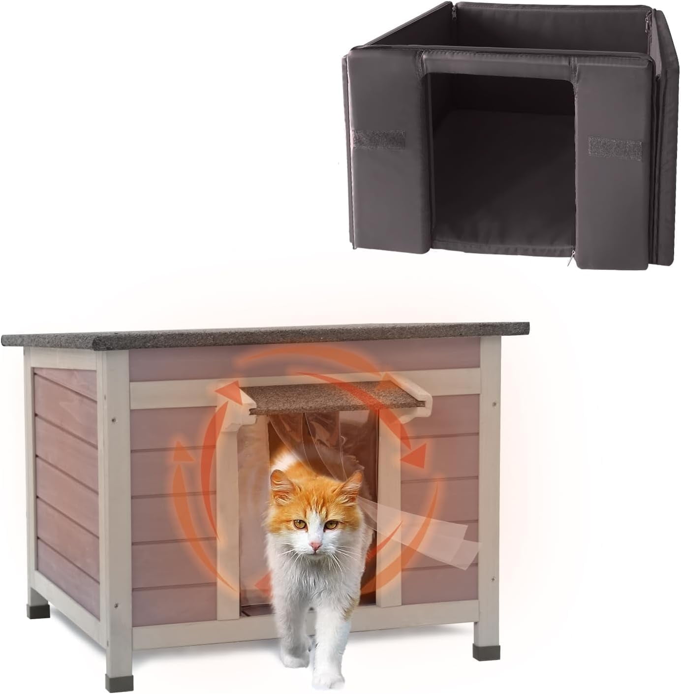 BUTINGLALE Outdoor Cat House Insulated,Feral Cat Shelter for Outside,Wooden Weatherproof Enclosures for Kitten