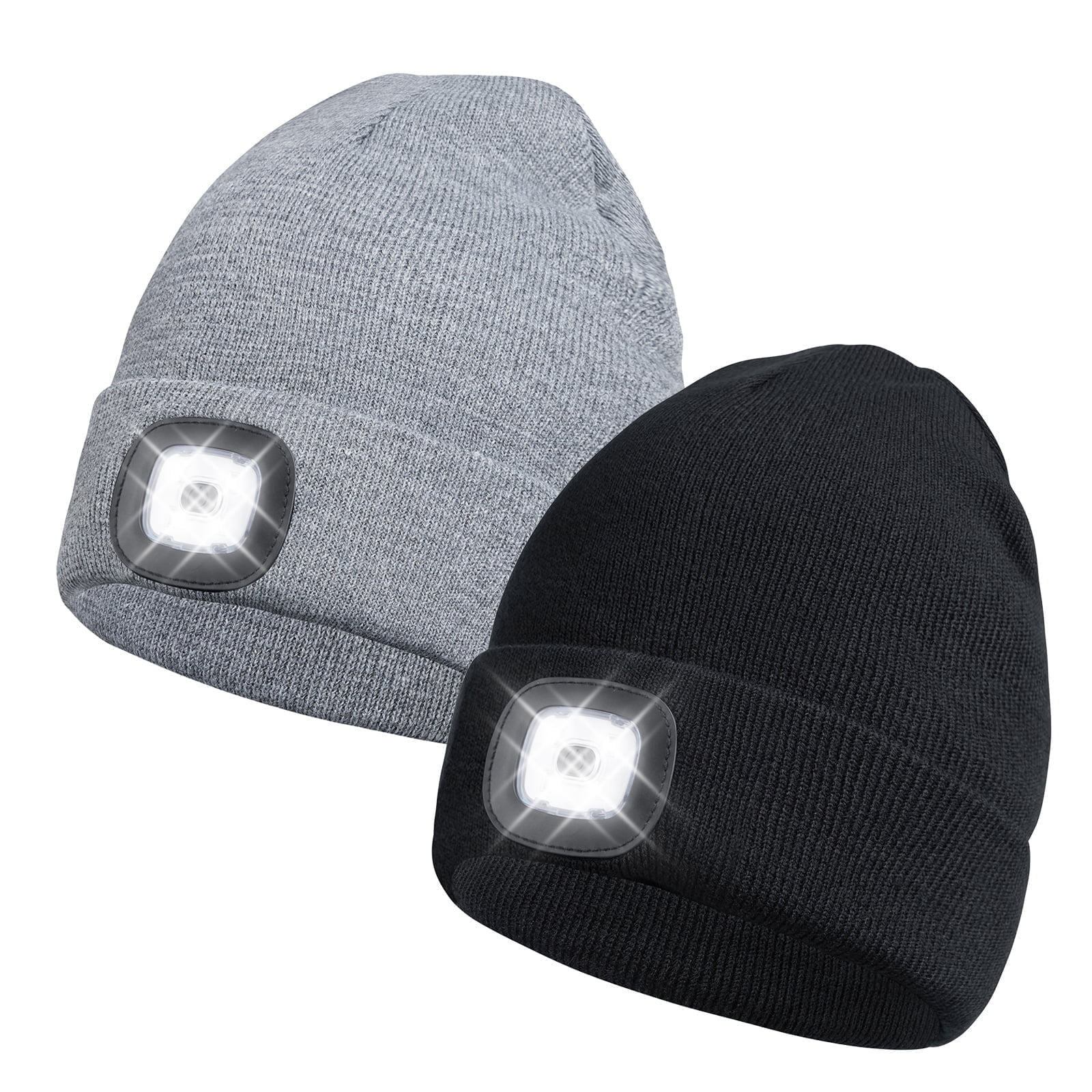 Unisex Winter Beanie LED Light Hat Knit Skull Cap for Men Women Outdoor Sports BUTKLNYTS 2 Pack LED Beanie Hat with Rechargeable Light  main image 4