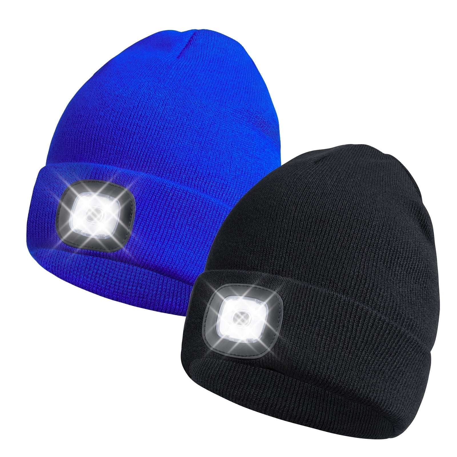 Unisex Winter Beanie LED Light Hat Knit Skull Cap for Men Women Outdoor Sports BUTKLNYTS 2 Pack LED Beanie Hat with Rechargeable Light  main image 2