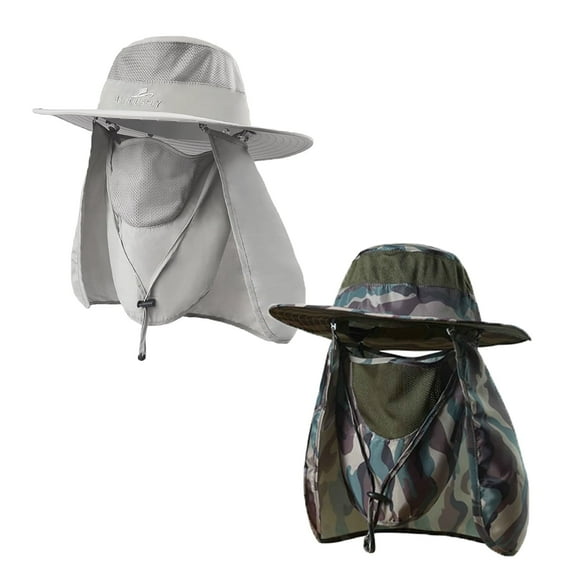 BUTKLNYTS 2 Pack Sun Hat for Women and Fishing Hat for Men Neck Flap, Face Cover, UPF 50  for Outdoor Use