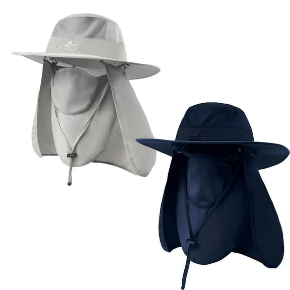 BUTKLNYTS 2 Pack Sun Hat for Women and Fishing Hat for Men Neck Flap, Face Cover, UPF 50  for Outdoor Use