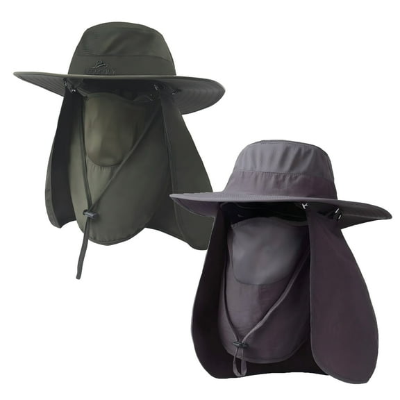BUTKLNYTS 2 Pack Sun Hat for Women and Fishing Hat for Men Neck Flap, Face Cover, UPF 50  for Outdoor Use