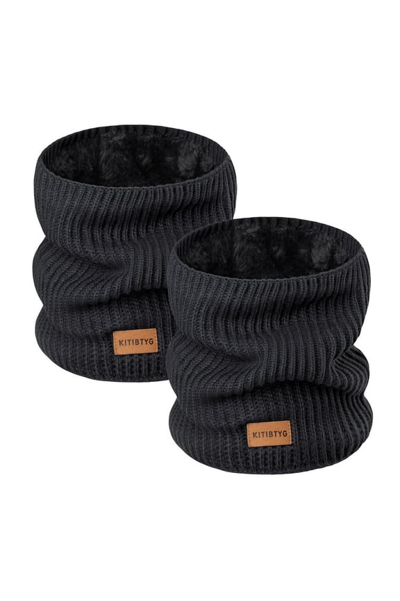 2-Pack Knitted Neck Warmer ,Knitting Fleece Scarf Gaiter Mask ski, Fleece Lined Winter Scarves for Men & Women