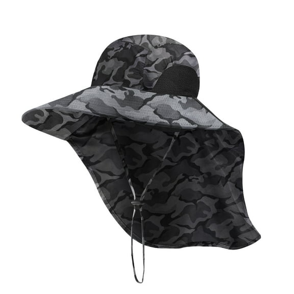BUTKLNYTS Outdoor Camouflage Hat with Neck Flap, UPF 50+ Wide Brim Fishing Cap