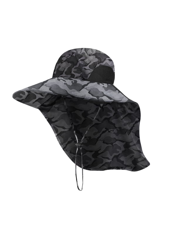 Outdoor Camouflage Hat with Neck Flap, UPF 50+ Wide Brim Fishing Cap