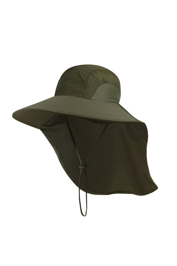 Outdoor Sun Hats for Men with 50+ UPF Protection Safari Cap Wide Brim Fishing Hat with Neck Flap, for Dad