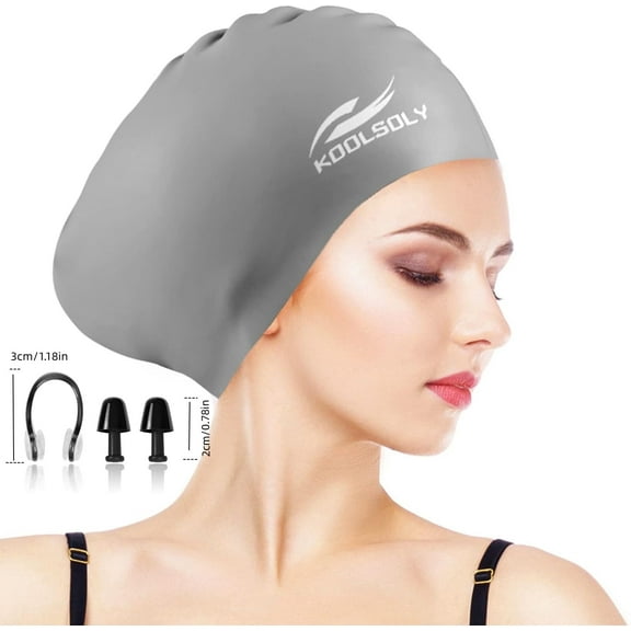 BUTKLNYTS Silicone Swim Caps for Women – Waterproof, Long Hair Friendly, Ear Protection, with Nose Clip & Earplugs