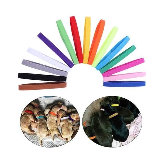 BUTOMKY 15 Pcs Puppy Whelping ID Collars - 15 Colors Double-Sided Soft Adjustable ID Bands, Newborn Identification Collars for Puppies Kittens Small Dogs Cats