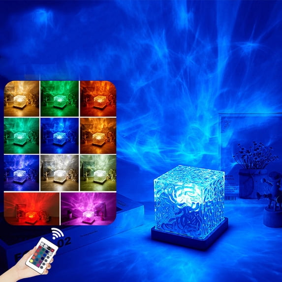 BUTOMKY 16-Color Aurora Ocean Wave Projector Night Light - 3D Holographic Water Ripple Cube, Rechargeable App/Remote Control Northern Lights Lamp, Room Decor & Christmas/Birthday Gifts for Teens & Ki