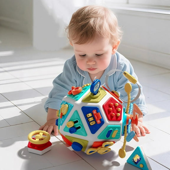 BUTOMKY 22-in-1 Montessori Busy Board Cube - Baby Sensory & Educational Travel Toy, Activity Cube for Toddlers 1-3 (6-18 Months Infants), Ideal Carseat/Airplane Toy & Birthday/ for Boys Girls