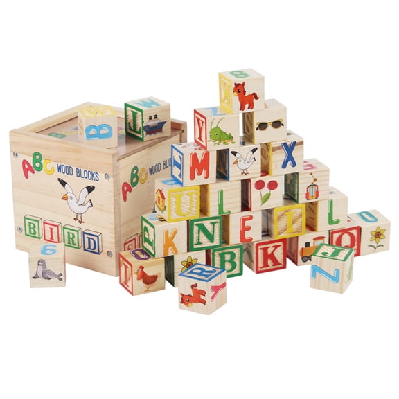 BUTOMKY 27 Pcs Montessori ABC Wooden Blocks Set - Alphabet & Number Stacking Toys with Storage Box, Educational Building Blocks for Toddlers 1-4 Years Old Boys & Girls Birthday Gifts