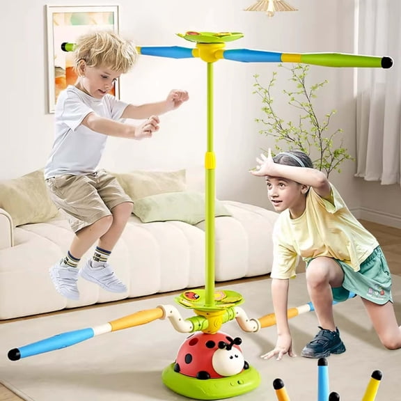BUTOMKY 3-in-1 Musical Jump Toy Set, Stomp Launch Rocket & Toss Ring Game, Indoor Outdoor Remote Control Activity Play Toy, Gross Motor Exercise Game Gifts for Kids Boys Girls Ages 3-13