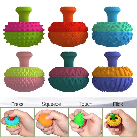 BUTOMKY 6PCS Silicone Thumb Rocker Fidget Toys - Textured Sensory Stress Relief Toys for Autism ADHD Anxiety, Quiet Desk Gadgets for Kids Adults Teens