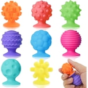 BUTOMKY 8 Pack Textured Suction Cup Sensory Fidget Toys, Quiet Calm Down Anxiety Relief Toys for Autism Kids Teens Adults, Classroom School Travel Road Trip & Basket Stuffers