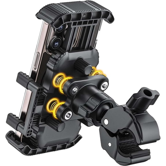 BUTOMKY Bike Phone Holder for Handlebar,Bike Motorcycle Phone Mount, Shock Absorbing Anti-Shake Handlebar Phone Holder Quick Install for 4.7-7.2 Inch iPhone Samsung Smartphones