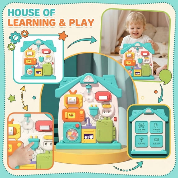 BUTOMKY Busy Board Montessori Toys Gift for 1 2 Year Old Boys, Educational Montessori Toddler Boys Toys, Christmas Toys Gifts Toy for 1 Year Old Boy,1 2 Year Old Boy Toys Gifts