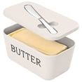 thumbnail image 1 of BUTOMKY Butter Dish with Lid - Plastic Butter Storage Container, Large Countertop Butter Keeper for Refrigerator & Kitchen (Includes Butter Knife) White, 1 of 7