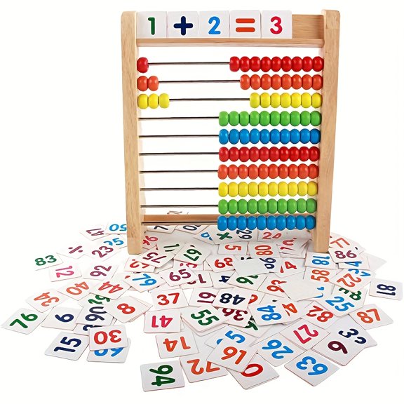 BUTOMKY Classic Wooden Abacus for Kids Math - 100 Beads Educational Counting Toy, Preschool Math Learning Arithmetic Toy for Toddlers Ages 3+