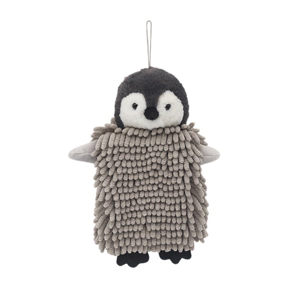 BUTOMKY Cute Cartoon Animal Chenille Hand Towels - Penguin Microfiber Towels with Hanging Loop, Super Absorbent Quick Drying Soft Decorative Towels for Bathroom Kitchen